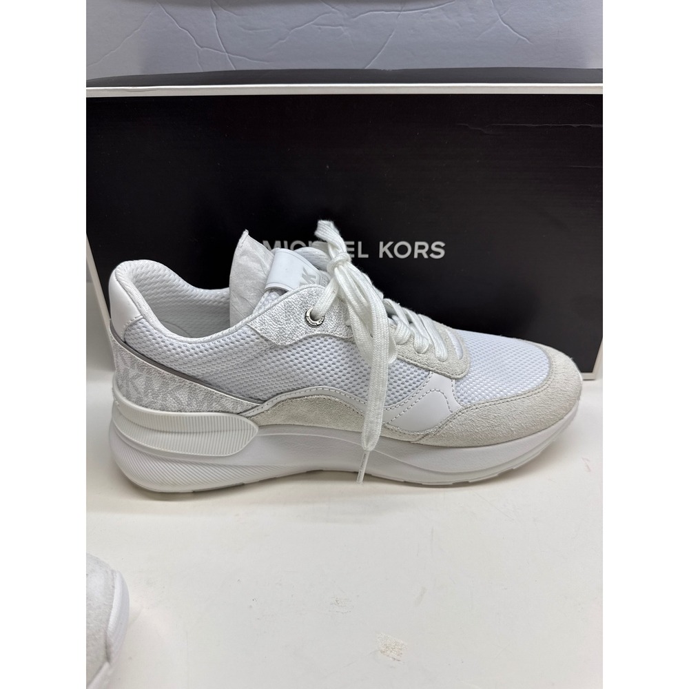 New Michael Kors Trevor Trainer White Mesh Suede Sneakers 42F4TRFS7D Mens Size 9 - Picture 8 of 11